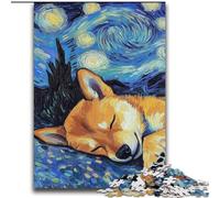 Puzzles Shiba Inu Ciel Nocturne pour Adultes et Ados 2000 Pièces, Jeu de Famille Stimulant et Interaction Parent-Enfant (70x100cm)