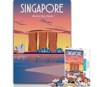 Puzzles Singapour 1000 pièces pour Adultes, Jeu éducatif, Jouet de défi, décoration Murale, Cadeaux d'anniversaire et de Noël Uniques 50x75cm