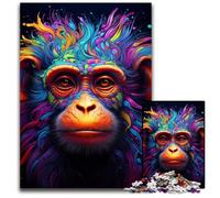 Puzzles Singes Colorés 1000 Pièces pour Adultes Puzzles en Bois pour Adultes Activité Familiale, Casse-Tête, Décoration Intérieure, Cadeau de Vacances 50x75cm/19,68x29,52 Pouces