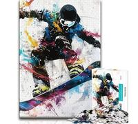 Puzzles Skieur Peinture 1000 pièces Puzzles pour Adultes Cadeaux est idéal comme Cadeau pour Toute la Famille Convient pour Et 14 (50x75cm)