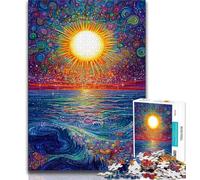 Puzzles Soleil Levant sur l'océan pour Adolescents, 1 000 pièces, Jeu Familial Anti-Stress, défi Difficile, Superbes Cadeaux et Jouets 38x26cm