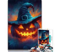 Puzzles Sorcière Citrouille pour Adultes 1000 Pièces, Anti-Stress, Défi Difficile, Offrez des Cadeaux à Toute la Famille 38x26cm