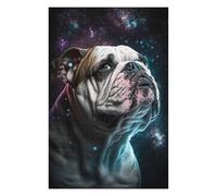 Puzzles Space Bulldog Portrait -2 Puzzles pour Adultes - Jeu Manuel - Défi Difficile - Idéal comme Cadeau pour Toute La Famille 1000pcs(75x50cm)