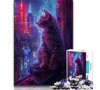 Puzzles Space Cat pour Adultes, 1 000 pièces, Jeu Stimulant et décoration Murale familiale, Cadeaux d'anniversaire et de Noël Uniques (50x75cm)