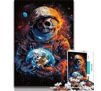 Puzzles Squelette Astronaute Peinture à l'huile Puzzles pour Adolescents 1000 pièces, Jouet éducatif intellectuel décompressant Superbes Cadeaux et Jouets 50x75cm