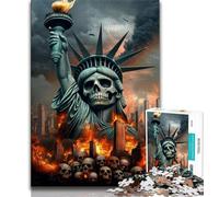 Puzzles Squelette de la Statue de la Liberté pour Adultes et Adolescents, Jouets éducatifs et éducatifs, Jeux familiaux avec Affiche et fiche de Questions-réponses (75x50cm)