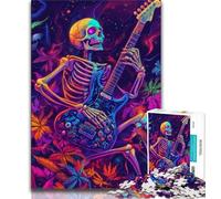 Puzzles Squelette Jouant de la Guitare pour Adolescents 1000 Puzzles, Staycation Kill Time Chaque Pièce Est Unique - Jeu Familial Amusant et Défi 50x75cm