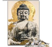 Puzzles Statue de Bouddha doré pour Adolescents 1000 pièces, Jeu Stimulant, Chaque pièce est Unique - Jeu Familial Stimulant (50x75cm)