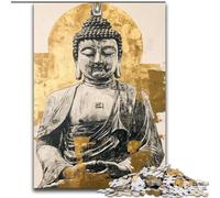 Puzzles Statue de Bouddha doré pour Adultes 1000 pièces, Jeux Amusants, Chaque pièce est Unique - Jeu Familial Stimulant (26x38cm)
