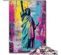Puzzles Statue de la Liberté pour Adultes 1000 pièces, Jouets éducatifs et éducatifs, Jeux familiaux avec Affiche et fiche de Questions-réponses 26x38cm