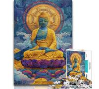 Puzzles Statues de Bouddha 1000 pièces pour Adolescents, Aide Le Cerveau à exercer des Jouets addictifs pour cultiver la Patience et l'interaction Parent-Enfant (38x26cm)