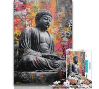 Puzzles Statues de Bouddha 1000 pièces pour Adultes, Cadeaux, Anti-Stress, Vacances à la Maison, Tuer Le Temps avec Affiche Assortie et Feuille de Questions 38x26cm