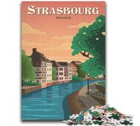 Puzzles Strasbourg pour Adolescents 1000 pièces, Cadeau d'anniversaire, décoration Murale pour 14 Ans et Plus (70x100cm)
