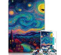 Puzzles Style Night Sky 1000 pièces pour Adolescents, Jeu Stimulant et décoration Murale familiale, Cadeaux d'anniversaire et de Noël Uniques 38x26cm