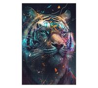 Puzzles Stylish Tiger Glasses Art Print Puzzles pour Adultes - Jeu Manuel - Défi Difficile - Idéal comme Cadeau pour Toute La Famille 1000pcs(75x50cm)