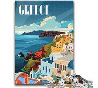 Puzzles sur Le Littoral Grec pour Adultes et Adolescents, Anti-Stress, Vacances à la Maison, Passe-Temps, Amour Entre Couples, 1000 pièces (50x75cm)