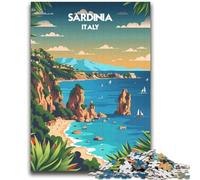 Puzzles sur Le Littoral sarde pour Adolescents, Anti-Stress, pour Passer Le Temps à la Maison, avec Affiche et fiche de Questions-réponses Assorties (38x52cm)