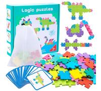 Puzzles Tangram avec Bois Formes Blocs Motifs Géométriques 65 Pièces, Jeux Montessori Apprentissage pour Enfant Garçons Filles 3 4 5 6 Ans, Cadeau Jouet Educatif