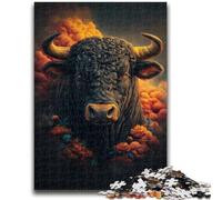 Puzzles Taureau Fleuri 1000 pièces pour Adolescents, Jeux éducatifs, décoration d'intérieur, à Offrir en Cadeau à Toute la Famille (50x75cm)