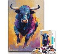 Puzzles Taureau Peinture à l'huile 1000 pièces Puzzles pour Adultes Cadeaux est idéal comme Cadeau pour Toute la Famille Convient pour Et 14 (26x38cm)