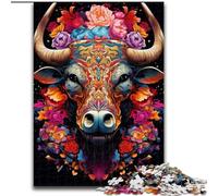 Puzzles Taureaux Colorés pour Adolescents Puzzle 1000 pièces, pour 14 Ans et Plus Jeu de Noël Anti-Stress Cadeaux pour Femmes (50x75cm)