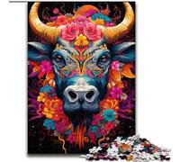 Puzzles Taureaux Colorés pour Adultes 1000 Pièces Difficile, pour 14 Ans et Plus Jeu Décoration Murale Cadeaux Uniques pour Anniversaire et Noël (26x38cm)