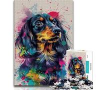 Puzzles Teckel Aquarelle pour Adolescents, 1 000 pièces, Jeux d'activités familiales stimulants, Jouet à Faire soi-même pour décoration Murale de la Maison (38x26cm)