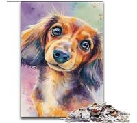 Puzzles Teckel Aquarelle pour Adultes 1000 pièces, défi d'intelligence cérébrale, Jouets addictifs, Cadeaux d'anniversaire pour Les 14 Ans et Plus (26x38cm)