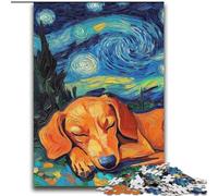 Puzzles Teckel Ciel Nocturne pour Adolescents, Jouets Éducatifs et Jeux Familiaux, Idéals pour la Décoration de Bureau (70x100cm)
