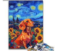 Puzzles Teckel Ciel Nocturne pour Adultes 1000 Pièces Amusantes Chaque Pièce Est Unique - Jeu Familial Amusant et Défi (26x38cm)