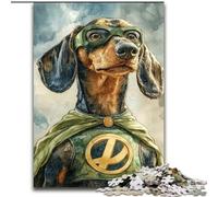 Puzzles Teckel Héros pour Adultes, Anti-Stress, Vacances à la Maison, avec Affiche et Fiche de Questions Assorties (26x38cm)
