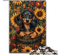 Puzzles Teckel Tournesol pour Adolescents, 1000 Puzzles, défi d'intelligence cérébrale, Jouets addictifs, Cadeaux d'anniversaire pour Les 14 Ans et Plus (50x75cm)