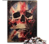 Puzzles tête de Mort Drapeau Britannique pour Adultes et Adolescents, Jouets de Divertissement Familial, idéal comme Cadeau pour Toute la Famille (50x75cm)