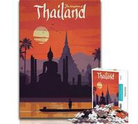 Puzzles Thaïlande pour Adultes 1000 pièces, Jouets éducatifs et Anti-Stress, adaptés à la décoration de Bureau 38x26cm