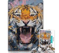 Puzzles Tiger Art pour Adolescents 1000 pièces, Staycation Kill Time, Chaque pièce est Unique - Jeu Familial Stimulant et Amusant 50x75cm
