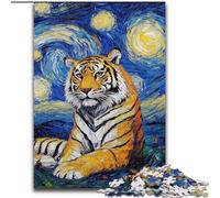 Puzzles Tigre Ciel Nocturne 1000 pièces pour Adolescents, Jeux éducatifs à Faire soi-même avec Affiche et fiche de Questions Assorties 14 Ans et Plus (26x38cm)