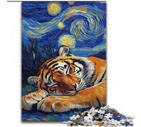 Puzzles Tigre Ciel Nocturne Adulte 1000 Pièces, Convient aux 14 Ans et Plus Décoration Murale Cadeau d'anniversaire de Noël (50x75cm)
