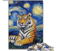 Puzzles Tigre Ciel Nocturne Adulte 1000 Pièces, Jeux Éducatifs, Décoration Maison, Cadeau d'anniversaire, Cadeaux, Art Mural (50x75cm)