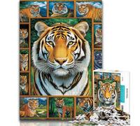 Puzzles Tigre Collage 1000 pièces pour Adultes et Adolescents, Jouets éducatifs, Jeux Anti-Stress, Superbes Cadeaux et Jouets (75x50cm)