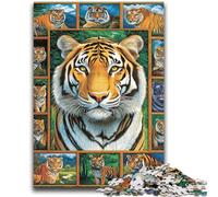 Puzzles Tigre Collage pour Adultes 1000 pièces, Jeu Stimulant et Familial avec des pièces de Formes aléatoires entièrement emboîtables (38x52cm)