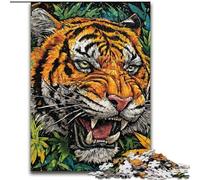 Puzzles Tigre Mystérieux pour Adolescents, Anti-Stress, Vacances à la Maison, Tue Le Temps, Améliore l'amour Entre Couples (26x38cm)