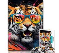 Puzzles Tigres Animaux pour Adolescents 1000 Pièces, Jouet Éducatif Intellectuel Décompressant, Superbes Cadeaux et Jouets (50x75cm)