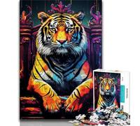 Puzzles Tigres Animaux pour Adolescents 1000 Puzzles, Jouets Jeux Éducatifs Soulagement du Stress Liste de Souhaits avec Père Noël 38x26cm
