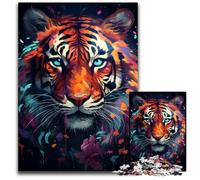 Puzzles Tigres Colorés Fantastiques pour Adultes Puzzles 1000 Pièces pour Adultes Cadeau Parfait pour Les Anniversaires Vacances Idéal pour Noël 1000 PCS (38x26cm)