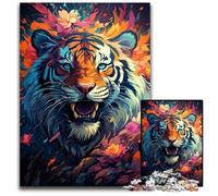 Puzzles Tigres Colorés Fantastiques pour Adultes Puzzles 1000 Pièces pour Adultes Jeu Familial Interactif Décoration Maison DIY Défi Cérébral Cadeau 1000 PCS (38x26cm)
