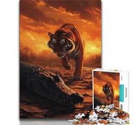 Puzzles Tigres et Crocodiles pour Adolescents 1000 pièces, Jouets éducatifs et Anti-Stress, adaptés à la décoration de Bureau (38x26cm)