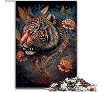 Puzzles Tigres Fantastiques Colorés pour Adultes 1000 Puzzles, Convient aux 14 Ans et Plus Décoration Murale Jouets Anniversaire et Cadeaux Uniques (50x75cm)