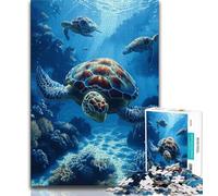 Puzzles Tortue Fantastique pour Adolescents, Aidez Le Cerveau à Exercer des Jouets Addictifs pour Cultiver la Patience Une Œuvre d'art 50x75cm
