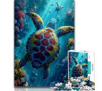 Puzzles Tortue Fantastique pour Adolescents Puzzle 1000 pièces, Aidez Le Cerveau à Exercer des Jouets Addictifs pour Cultiver la Patience Une Œuvre d'art (38x26cm)