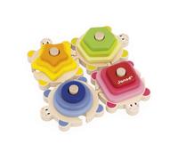 Janod – Jouet d'éveil en bois Tortues des Formes – 4 tortues empilables, 12 pièces, 18 mois-4 ans